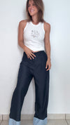 Blue High Waist Loose Pant