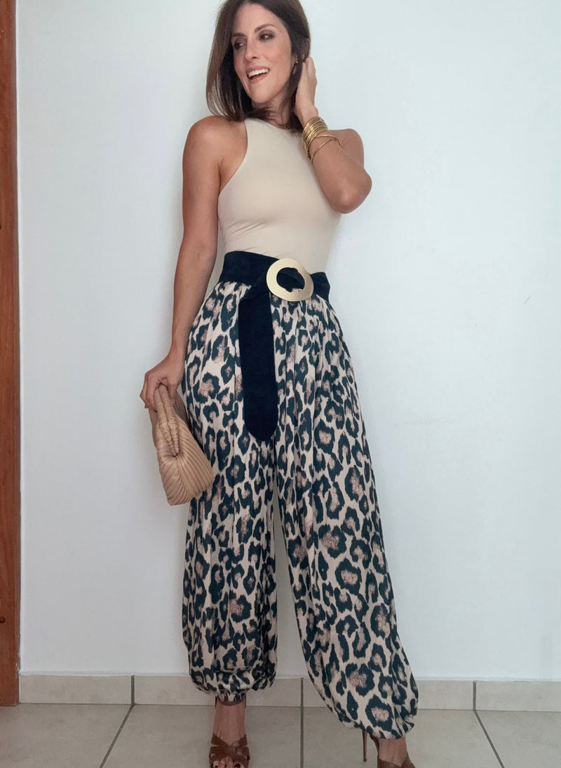 Jaz Animal Print Pant (Teal)
