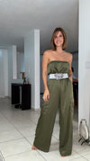 Mini Rhinestones Jumpsuit (black-olive green)