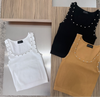 BASIC STUDDED RIBBED TOP
 (black, white & taupe)