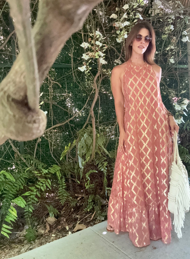 London Lorene Halter Maxi Dress