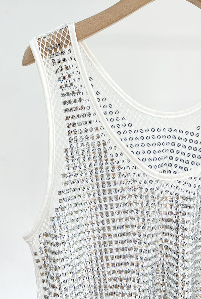 Rhinestones mesh top