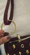 Half Moon Bag (Red Wine/ Gold)