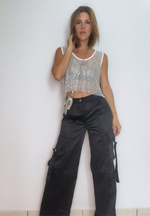 Rhinestones mesh top