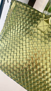 Metallic Woven Tote Bag