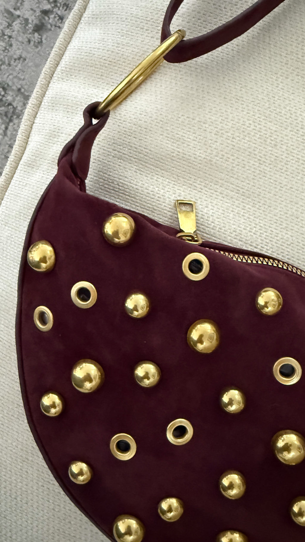 Half Moon Bag (Red Wine/ Gold)