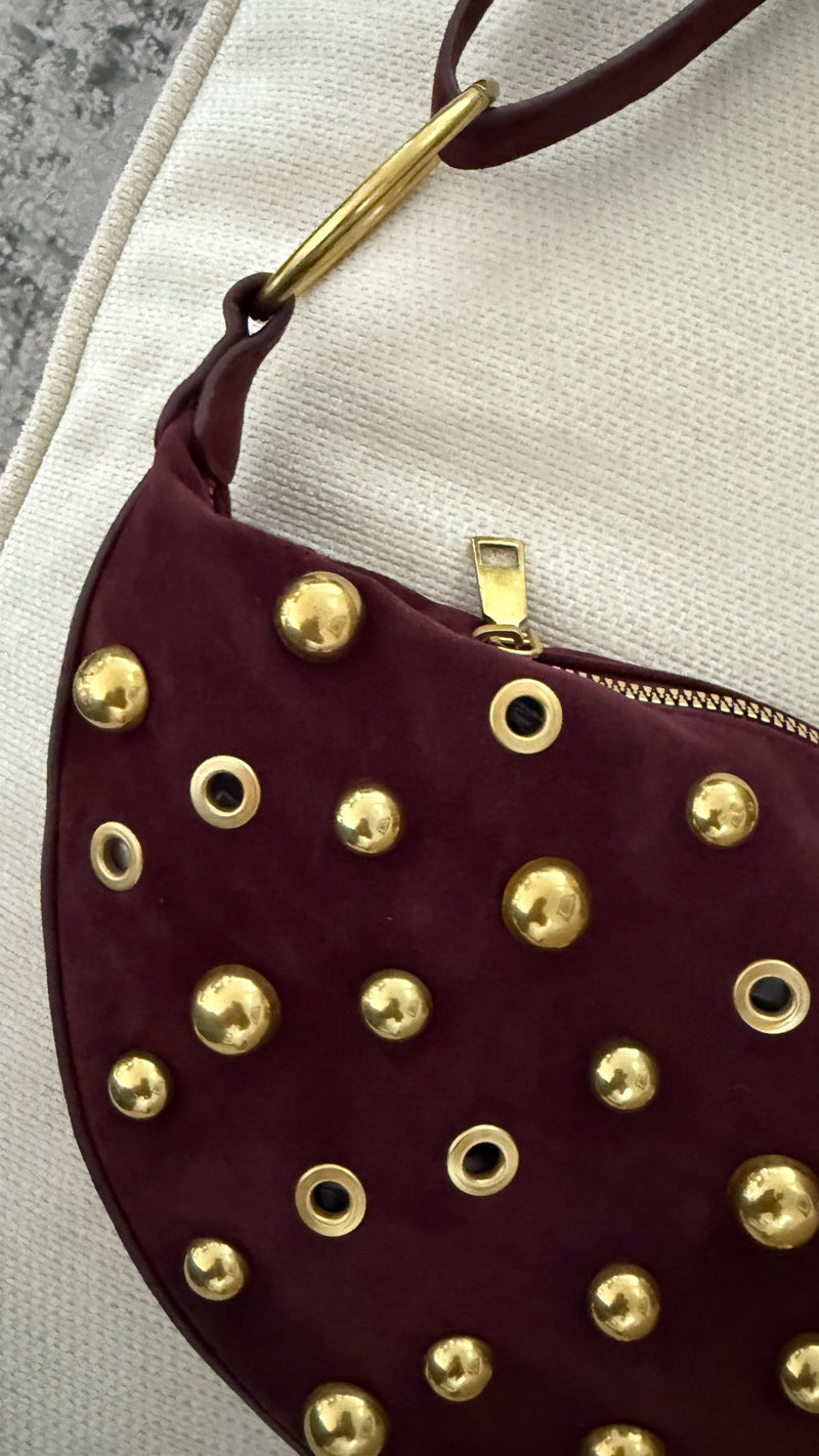 Half Moon Bag (Red Wine/ Gold)
