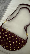 Half Moon Bag (Red Wine/ Gold)