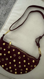 Half Moon Bag (Red Wine/ Gold)