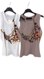 UGems & Chains top (taupe, white, or black)