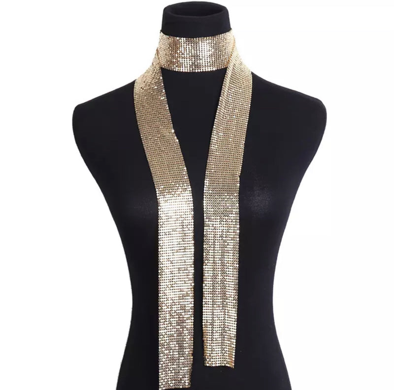 Sequins PeSequin long scarf statement necklace